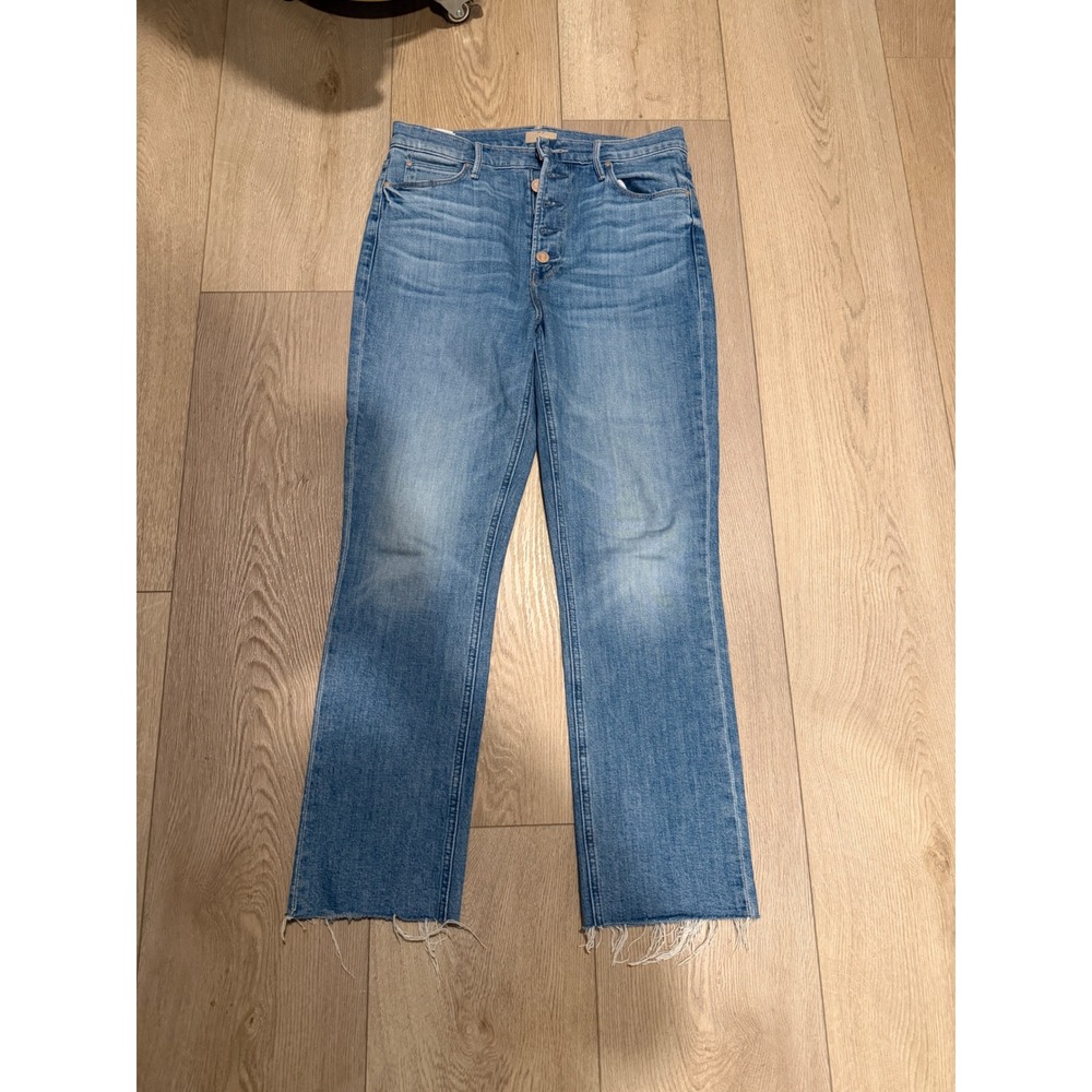 Mother The Pixie Dazzler Ankle Fray Jeans Boogie Down Blue High Rise 29